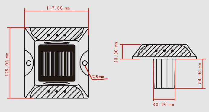 Aluminum Road Stud Size